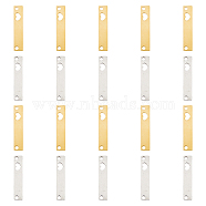 20Pcs 2 Colors 201 Stainless Steel Pendants, Laser Cut, Manual Polishing, Rectangle with Heart, Golden & Stainless Steel Color, 5x25x1mm, Hole: 1.6mm, 10pcs/color(STAS-DC0014-09)