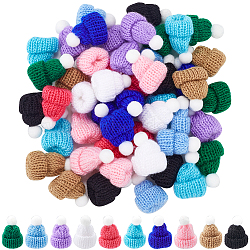 CRASPIRE 50Pcs 10 Colors Polyester Doll Woolen Hat, for Accessories Decorate Doll, Mixed Color, 60x43x12.5mm, 5pcs/color(DOLL-CP0001-01)