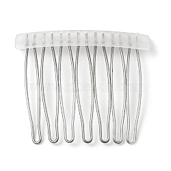 304 Stainless Steel & Plastic Hair Comb Findings, Stainless Steel Color, 43x49.5x6mm(MAK-K021-07A-P)