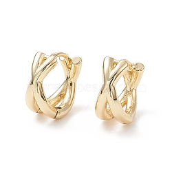 Rack Plating Brass Criss Cross Hoop Earrings for Women, Cadmium Free & Nickel Free & Lead Free, Real 18K Gold Plated, 12.5x13x7mm, Pin: 0.9mm(X-EJEW-B014-15G)