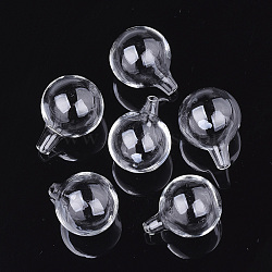 Handmade Blown Glass Globe Bottles, for Glass Vial Pendants Making, Clear, 38~39x30mm, Half Hole: 4~5mm(BLOW-T001-01D)