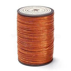 Round Waxed Polyester Thread String, Micro Macrame Cord, Twisted Cord, for Leather Sewing Stitching, Chocolate, 0.55mm, about 131.23 yards(120m)/roll(YC-D004-02C-043)