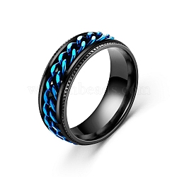 Stainless Steel Rotating Finger Ring, Fidget Spinner Ring for Calming Worry Meditation, Black, US Size 9(18.9mm)(PW-WG30340-04)