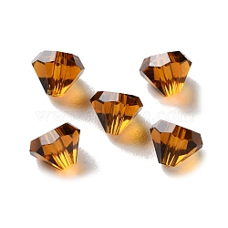 K9 Glass, Imitation Austrian Crystal Beads, Faceted, Diamond, Saddle Brown, 4.5x6x6mm, Hole: 1.2mm(GLAA-R001-04A)