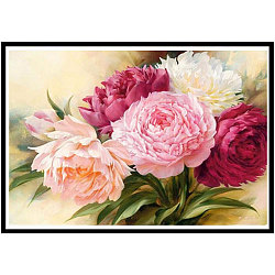 DIY 5D Flower Pattern Canvas Diamond Painting Kits, with Resin Rhinestones, Sticky Pen, Tray Plate, Glue Clay, for Home Wall Decor Full Drill Diamond Art Gift, Flower Pattern, 39x29x0.03cm(DIY-C021-09)