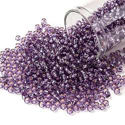 TOHO Round Seed Beads, Japanese Seed Beads, (2219) Silver Lined Light Grape, 8/0, 3mm, Hole: 1mm, about 222pcs/10g(X-SEED-TR08-2219)