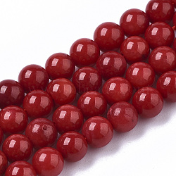 Sea Bamboo Coral(Imitation Coral) Beads Strands, Dyed, Round, Dark Red, 5mm, Hole: 0.8mm, about 88~89pcs/Strand, 16.14 inch~16.30 inch(CORA-T011-05)