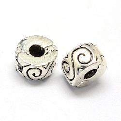 Alloy European Style Clasps, Column, Antique Silver, 9x6mm, Hole: 3mm(PDLC-R001-16AS)