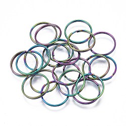 Rainbow Color 304 Stainless Steel Linking Key Rings, Keychain Clasp Findings, Cadmium Free & Nickel Free & Lead Free, Ring, 14x1mm, Inner Diameter: 12.5mm(STAS-S119-100)