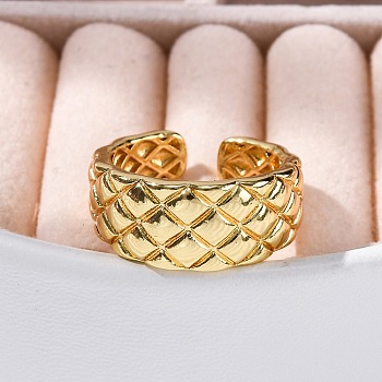 Rack Plating Brass Open Cuff Finger Rings for Women, Long-Lasting Plate, Rhombus, Real 18K Gold Plated, 9mm, Adjustable