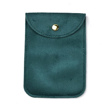 Velvet Jewelry Storage Pouches with Snap Button for Bracelets Necklaces Earrings, Rectangle, Teal, 12.8x9.1x0.75cm