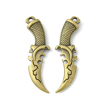 Tibetan Style Alloy Pendants, Dagger, Lead Free & Cadmium Free & Nickel Free, Antique Bronze, 50x14x5mm, Hole: 2.5mm