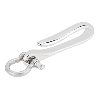 Elite 1Pc U-Shaped Brass Key Hook Shanckle Clasps, for Wallet Chain, Key Chain Clasp, Pocket Clip, with 1Pc Brass D-Ring Anchor Shackle Clasps, Platinum, U-Shaped: 71.5x17.5x8.5mm, Hole: 5.5mm, D-Ring: 25x25mm, Hole: 2.5mm