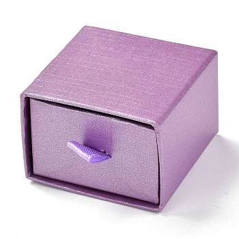 Square Paper Drawer Box, with Black Sponge & Polyester Rope, for Bracelet and Rings, Medium Orchid, 5.2x5.05x3.6cm