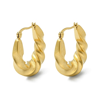 304 Stainless Steel Hoop Earrings, Jewely foe Women, Real 18K Gold Plated, Twist, 31.5x8mm