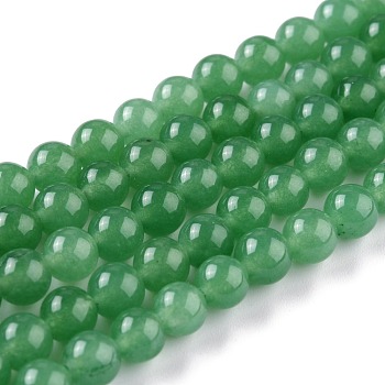 Natural White Jade Beads, Round, Dyed, Medium Sea Green, 6mm, Hole: 1mm, about 58~61pcs/strand, 37.5~38.5cm