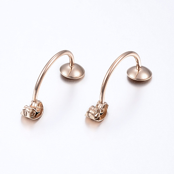 Ion Plating(IP) 304 Stainless Steel Ear Nuts, Friction Earring Backs for Stud Earrings, with Tray, Rose Gold, 23x6mm, Pin: 1mm, Tray: 6mm