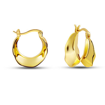 SHEGRACE 925 Sterling Silver Crescent Moon Hoop Earrings, Real 18K Gold Plated, 8.5x18mm