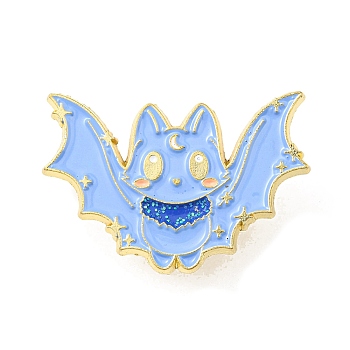 Halloween Bat Alloy Enamel Pin, Brooch for Backpack Clothes, Light Blue, 21x30.5x2mm