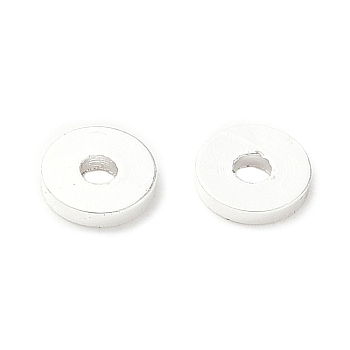 Brass Spacer Beads, Long-Lasting Plated, Flat Round, Silver, 5x1mm, Hole: 1.6mm