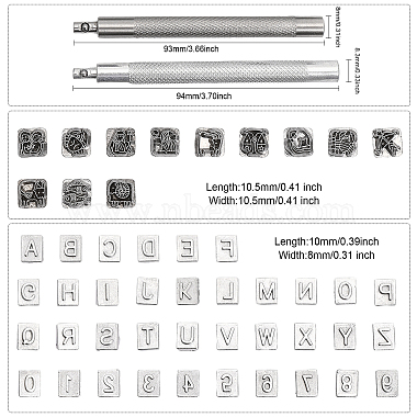 2 Sets 2 Style Alphabet & Number & Constellation Pattern Zinc Alloy Stamps(DIY-GL0004-45)-2