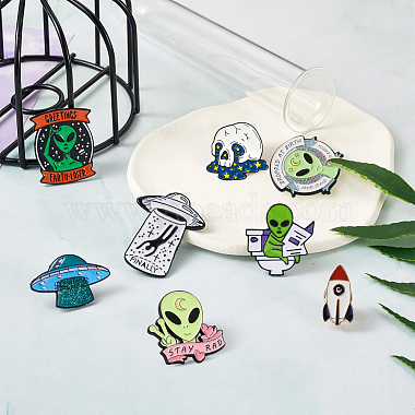 Sparkeads 8Stk. 8 Emaille-Pins im Alien-Stil(JEWB-SK0001-01)-5