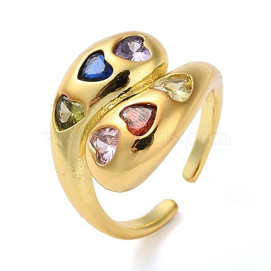 Colorful Heart Brass+Cubic Zirconia Finger Rings