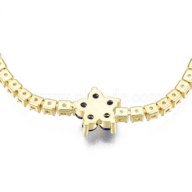 Cubic Zirconia Classic Tennis Necklace with Flower Links(NJEW-N048-01A)-4
