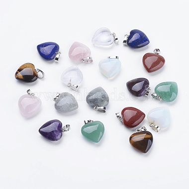 Platinum Heart Mixed Stone Pendants