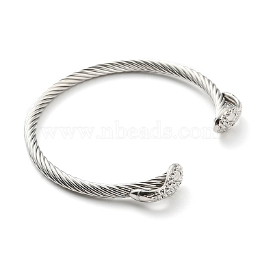 304 Stainless Steel Snake Open Cuff Bracelet Makings(BJEW-B064-03P)-2