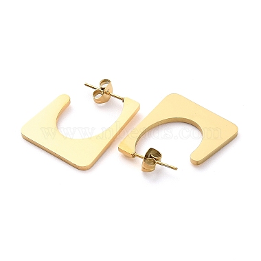 chapado en iones (ip) 304 aretes rectangulares de acero inoxidable(EJEW-A104-15G)-2