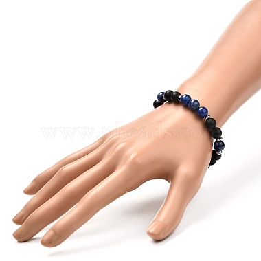 Round Natural Mixed Stone Beads Stretch Bracelet(BJEW-JB06879)-3
