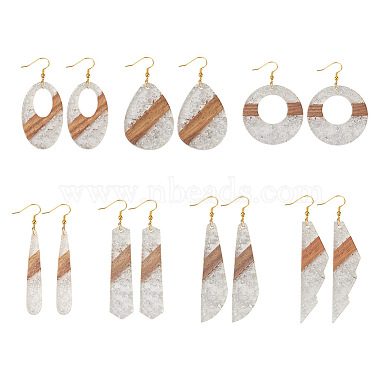 biyun 14pcs 7 styles pendentifs en résine transparente et en bois de noyer(RESI-BY0001-06)-2