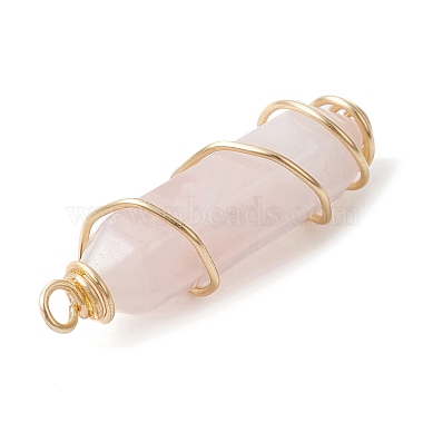 colgantes puntiagudos envueltos en alambre de cobre de cuarzo rosa natural(PALLOY-JF02462-01)-3