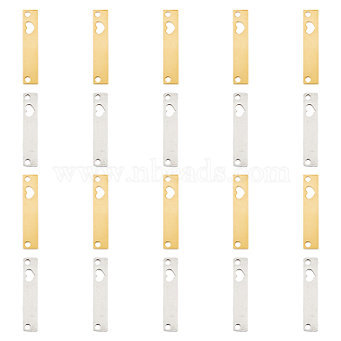 Golden & Stainless Steel Color Rectangle 201 Stainless Steel Pendants