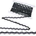 7.5 Yards Polyester Lace Ribbons, with Plastic Sequin, for Clothes Accessories, Black, 5/8 inch(15mm)(SRIB-CY0001-46A)