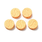 Schima Wood Beads, Flat Round with Fish Pattern, Moccasin, 12x5.5mm, Hole: 2mm(WOOD-G027-03)