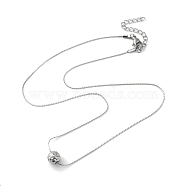 304 Stainless Steel Round Ball Pendant Necklaces for Women, Stainless Steel Color, 17.60 inch(44.7cm)(NJEW-D056-01B-02P)