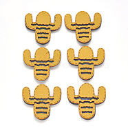 Faux Suede Patches, Costume Ornament Accessories, for Magic Tape Hair Clip Making, Cactus, Yellow, 39x39.5x3mm(FIND-R075-09)