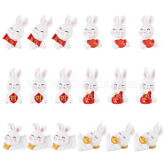 CRASPIRE 18Pcs 6 Style Rabbit Resin Display Decorations, Car Feng Shui Ornament for Wealth & Success, Mixed Color, 26.5~50x24~37x36~48mm, 3pcs/style(DJEW-CP0001-21)