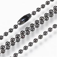 304 Stainless Steel Ball Chain Necklace, Gunmetal, 29.5 inch(75cm)x2.3mm(MAK-R012-02B)