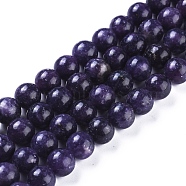 Natural Lepidolite/Purple Mica Stone Beads Strands, Round, 4mm, Hole: 0.8mm, about 86pcs/strand, 15.51 inch(39.4cm)(G-D0020-16-4mm)