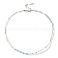 Bling Glass Round Beaded Necklace for Women, Light Sky Blue, 16.93 inch(43cm)(NJEW-PH01490-02)