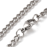 304 Stainless Steel Cuban Link Chain Necklaces for Men, Stainless Steel Color, 23.70 inch(60.2cm), link: 5x3.5x1mm(NJEW-B117-01C-P)