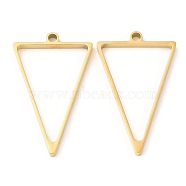 304 Stainless Steel Open Back Bezel Triangle Pendants, For DIY UV Resin, Epoxy Resin, Pressed Flower Jewelry, Real 18K Gold Plated, 37x23x3mm, Hole: 2.2mm, Inner Diameter: 29.5x20mm(STAS-Z040-10G)