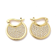 Clear Cubic Zirconia Flat Round Hoop Earrings, Brass Jewelry for Women, Golden, 20x18.5x2mm, Pin: 1x0.7mm(EJEW-A095-02G)