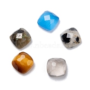 Natural Mixed Gemstone Cabochons, Faceted, Square, 6x6x3mm(G-D058-03B)