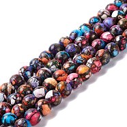 Assembled Synthetic Pyrite and Dyed Howlite Beads Strands, Round, Colorful, 8mm, Hole: 1.2mm, about 51pcs/strand, 16.14''(41cm)(G-K317-A29)