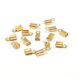 Brass Folding Crimp Ends, Fold Over Crimp Cord Ends, Golden, 8x4mm, Hole: 1mm(KK-P031-05G)