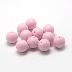 Food Grade Eco-Friendly Silicone Beads, Round, Pink, 12mm, Hole: 2mm(SIL-R008B-58)